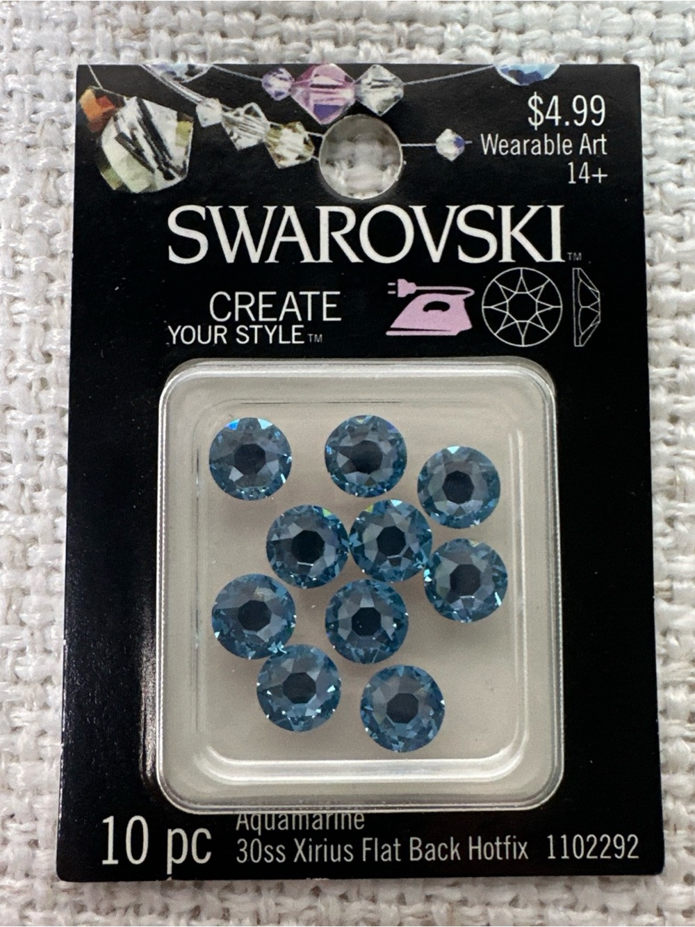 Swarovski Aquamarine Flat Back Rhinestones - Sparkling Blue-Green - Picture 4 of 5